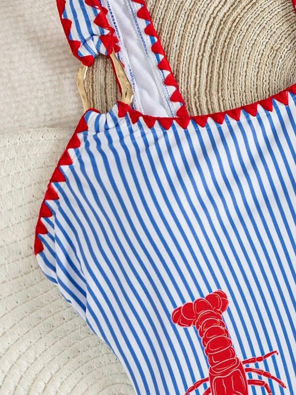 Blue And White Elegant Women's And Striped One Piece Swimsuit